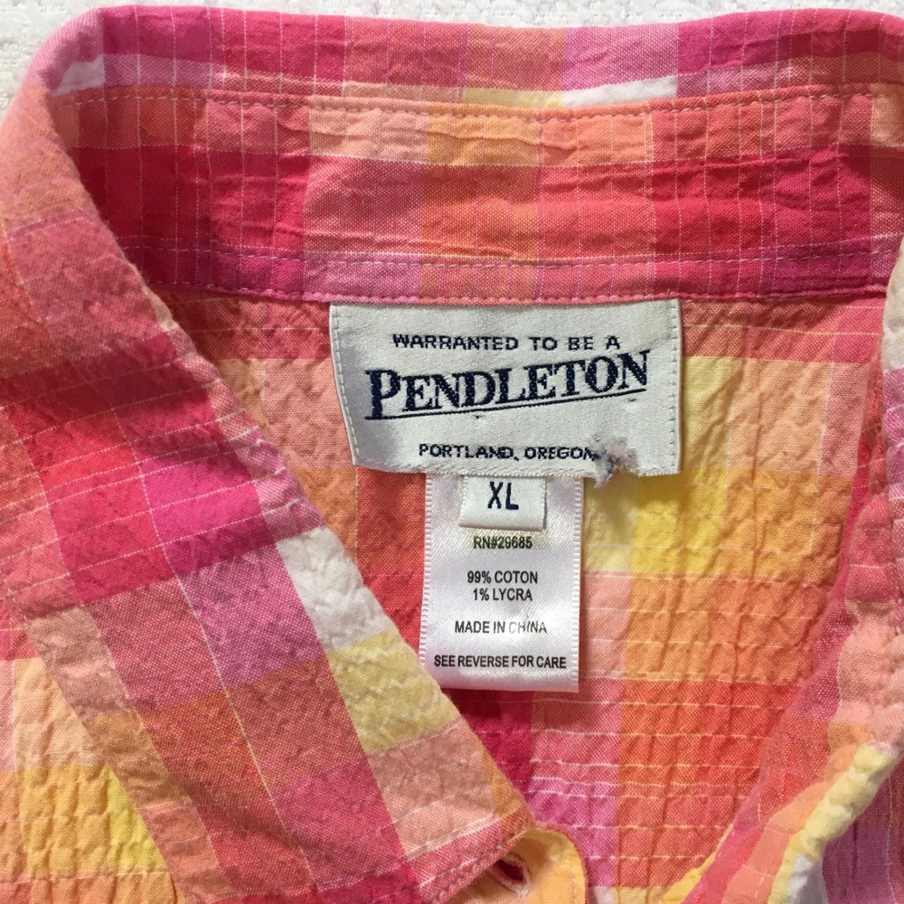 Pendleton Plaid Boho Spring Crinkle Button Down W… - image 2